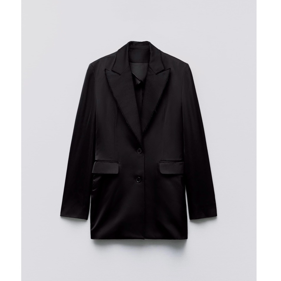 Zara Satin Effect Flap Blazer Zw Limited Edition. Size Large